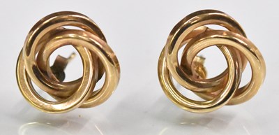 Lot 1514 - A pair of 9ct yellow gold swirl effect...