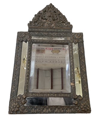 Lot 48 - A 19th century gilt metal mounted wall mirror,...