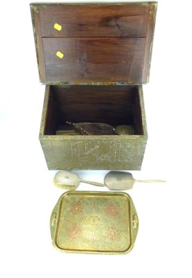 Lot 191 - A brass slipper box with tavern scenes