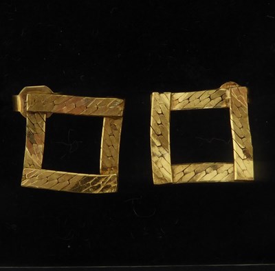 Lot 840 - A pair of 9ct gold open square earrings