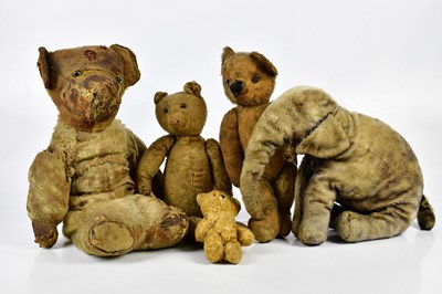 Lot 38 - A Steiff type teddy bear elephant, with faded...