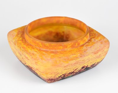 Lot 1456 - DAUM NANCY; a French Art Glass bowl of square...