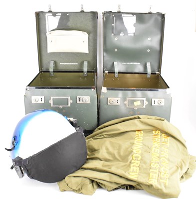 Lot 631 - A military pilot's helmet, a pair of gloves, a...
