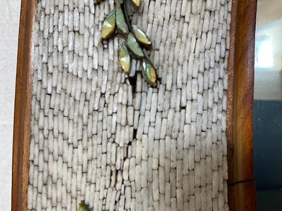 Lot 12 - A micromosaic floral decorated bevelled glass...