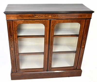 Lot 1677 - A Victorian inlaid rosewood two door pier...