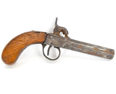 Lot 438 - A 19th century percussion cap pocket pistol...