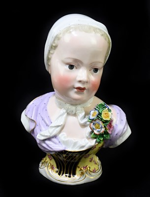 Lot 603 - MEISSEN; a 19th century figural bust of a girl...