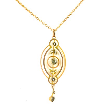 Lot 1003 - A 9ct gold Edwardian open pendant with bezel...