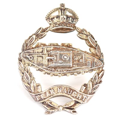 Lot 583 - A Royal Tank Regiment officer's silver cap...