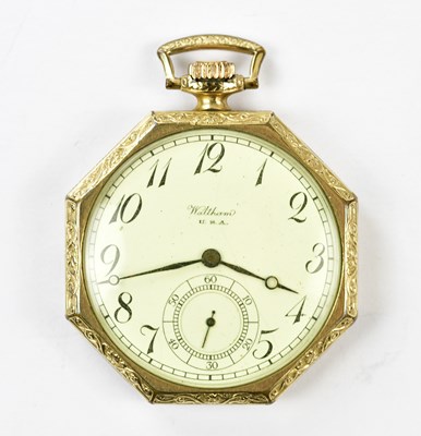 Lot 2351 - WALTHAM; a gold plated octagonal slimline...