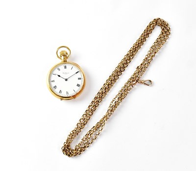 Lot 1053 - WALTHAM; an 18ct gold fob watch, the enamelled...