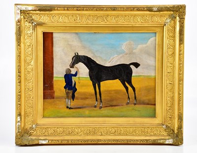 Lot 1773 - J SEYMOUR: oil on canvas, horse and jockey,...