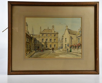 Lot 1805 - WILFRED R WOOD; watercolour and pencil, street...