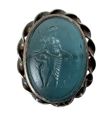 Lot 1559 - A 19th century white metal intaglio brooch,...