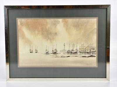 Lot 1807 - GEORGE ALLEN; watercolour, harbour scene,...