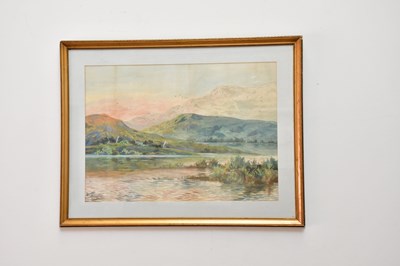 Lot 1823 - F DONALD; watercolour, mountainous river...
