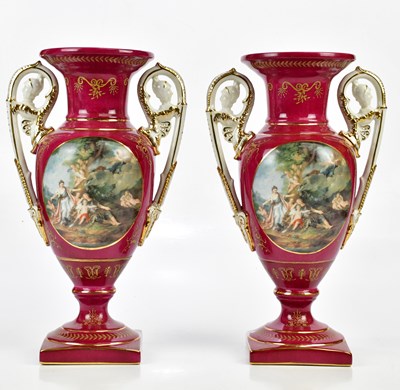 Lot 2414 - A pair of 20th century Continental porcelain...