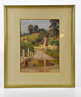 Lot 1826 - HAROLD SWANWICK; watercolour, cottage scene,...