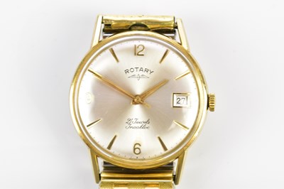Lot 593 - ROTARY; a gentleman's 21 jewel incabloc 9ct...