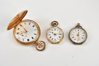 Lot 2329 - A 9ct crown wind fob watch, the enamel dial...
