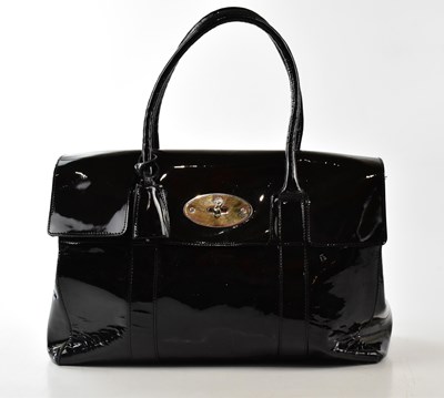 Lot 732 - MULBERRY; a black patent leather Bayswater...