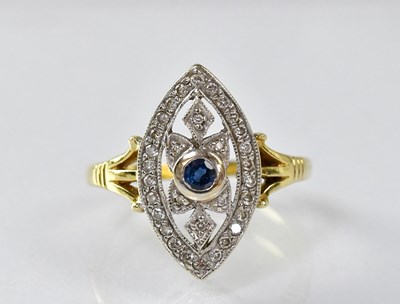 Lot 949 - An 18ct yellow gold sapphire and diamond...