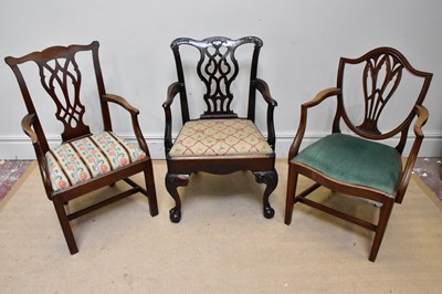 Lot 1388 - A 19th century oak chair, with spindle back...