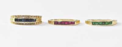 Lot 964 - A 14ct yellow gold ring with two rows of tiny...