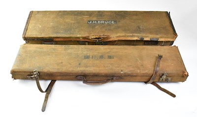 Lot 481 - A leather bound canvas breakdown shotgun case...