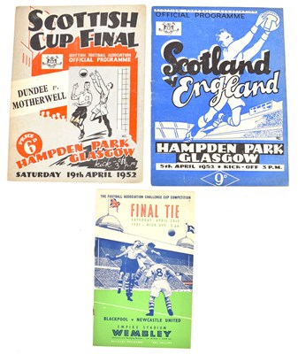 Lot 821 - Three 1950s football programmes comprising...
