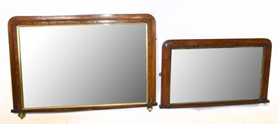 Lot 1634 - Two inlaid rosewood overmantel mirrors...