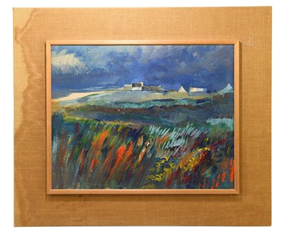 Lot 1255 - PETER OLIVER (1927-2006); oil on board, farm...