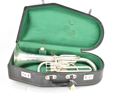 Lot 833 - HSINGHAI, CHINA; a silver plated baritone horn,...