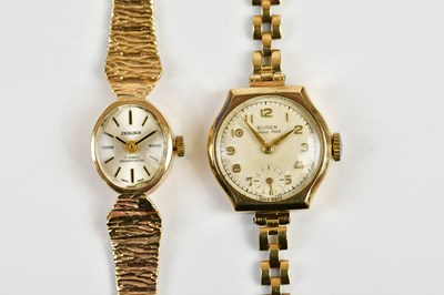 Lot 594 - BUREN; a lady's 9ct gold cased wristwatch, the...