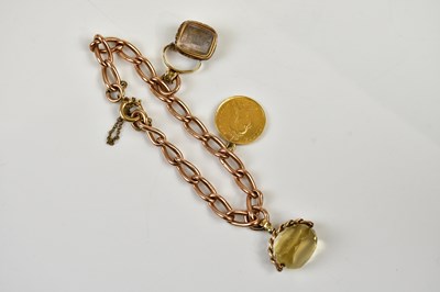 Lot 419 - A 9ct yellow gold bracelet, mounted with half...