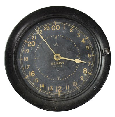 Lot 677 - An American Navy 24-hour ship's clock in a...