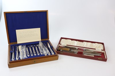 Lot 2280 - A cased set of six pairs of silver plated fish...