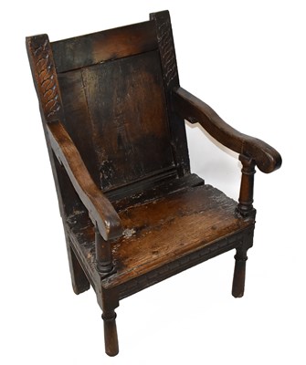 Lot 2741 - An 18th century and later carved oak open...