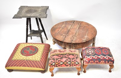 Lot 60 - An Indian carved hardwood side table with...
