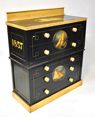 Lot 48 - A painted pine chest of drawers, with four...