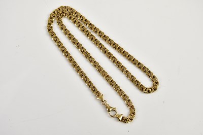 Lot 2452 - A 9ct yellow and white gold flat link necklace,...