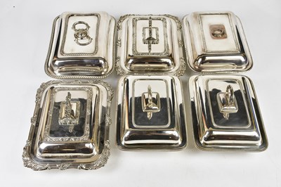 Lot 2263 - Six silver plated entree dishes and covers...