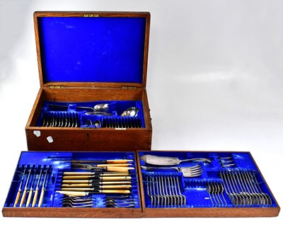 Lot 893 - A 1930s Mappin & Webb oak canteen of 'Old...