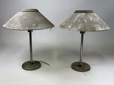 Lot 551 - A pair of metal Swedish table lamps with metal...