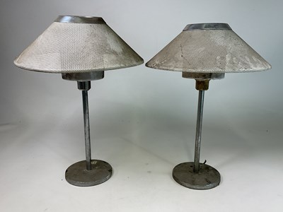 Lot 553 - A pair of metal Swedish table lamps with metal...