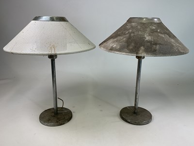 Lot 554 - A pair of metal Swedish table lamps with metal...