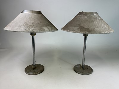 Lot 555 - A pair of metal Swedish table lamps with metal...