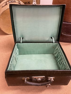 Lot 91 - ASPREY; a vintage leather case with navy moire...