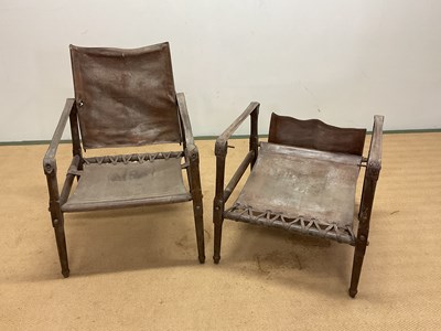 Lot 643 - A pair of mid 20th century safari chairs...