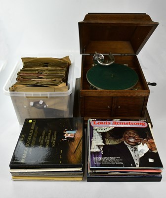 Lot 1152 - EDISON BELL; an oak cased Discaphone, together...
